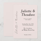 Faire invitation de mariage rose pâle (Devant / Derrière)