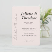Faire invitation de mariage rose pâle (Debout devant)