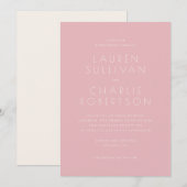 Faire invitation de mariage rose pâle sérif (Devant / Derrière)