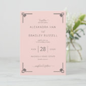 Faire invitation de mariage rose poudré (Debout devant)