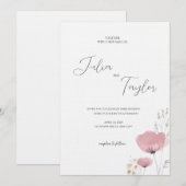 Faire invitation de mariage rose rose tendre (Devant / Derrière)