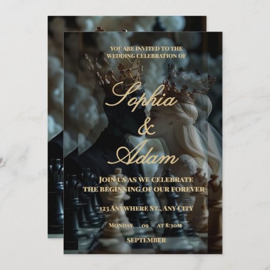 Faire invitation de mariage royal (Devant / Derrière)