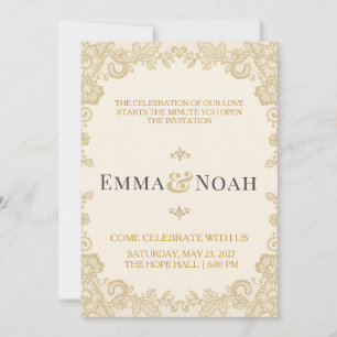 Faire invitation de mariage royale en dentelle d'o