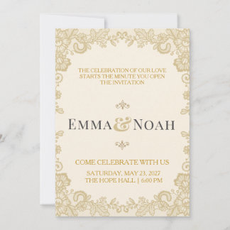 Faire invitation de mariage royale en dentelle d'o