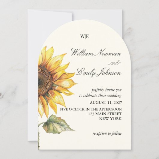 Faire invitation de mariage rustique au tournesol (Devant)