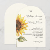 Faire invitation de mariage rustique au tournesol (Devant / Derrière)