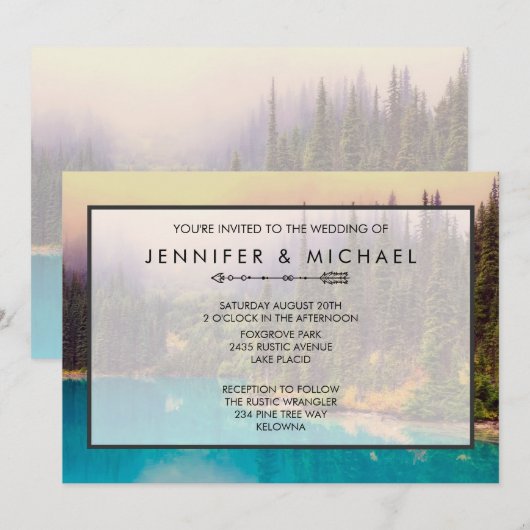 Faire invitation de mariage rustique avec paysage (Devant / Derrière)