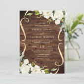 Faire invitation de mariage rustique en bois et fl (Debout devant)