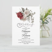 Faire invitation de mariage rustique floral burgun (Debout devant)