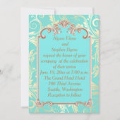Faire invitation de mariage sarcelle et or (Devant)