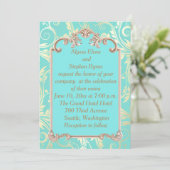 Faire invitation de mariage sarcelle et or (Debout devant)