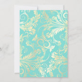 Faire invitation de mariage sarcelle et or (Dos)