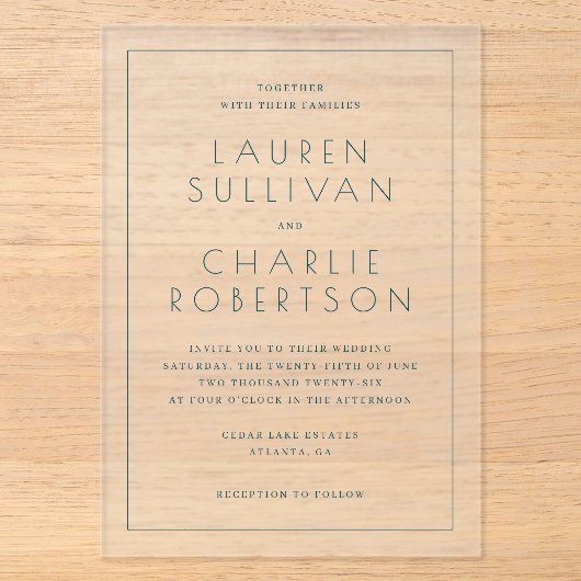 Faire Invitation de Mariage Serif Noir (Recto)