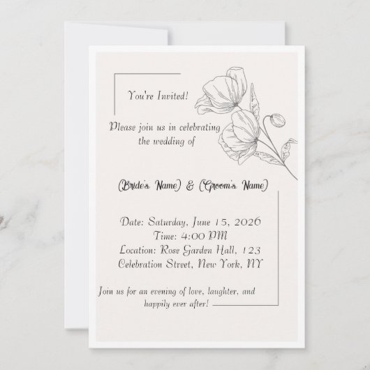 Faire invitation de mariage simple (Devant)