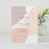 Faire invitation de mariage simple botanique pêche (Debout devant)