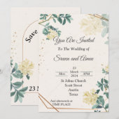 Faire invitation de mariage, simple vert beige (Devant / Derrière)
