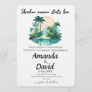 Faire invitation de mariage sur la plage au bord d