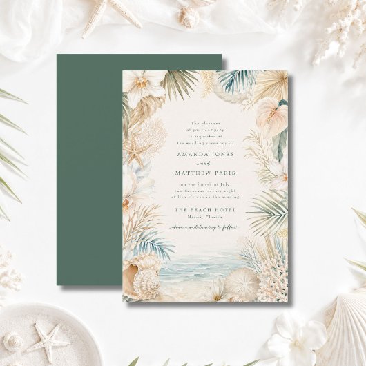Faire invitation de mariage sur la plage côtière