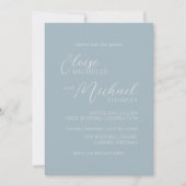 Faire invitation de mariage sur papier bleu côtier (Devant)