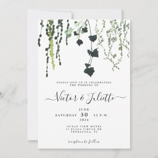 Faire invitation de mariage suspendu en eucalyptus (Devant)