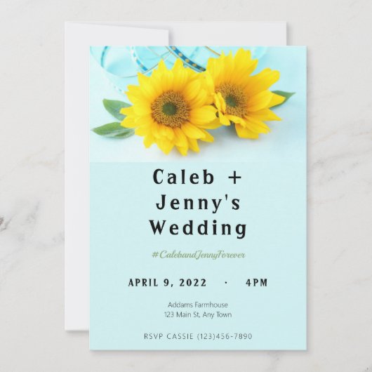 Faire invitation de mariage tournesol (Devant)