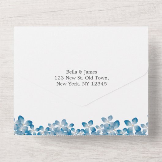 Faire invitation de mariage tout-en-un Hydrangea B (Verso)