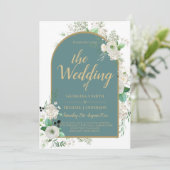 Faire invitation de mariage tout-en-un Roses blanc (Debout devant)