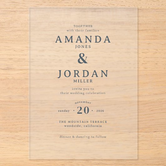 Faire Invitation de Mariage Typographique Noir (Recto)
