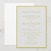 Faire invitation de mariage vert Citrus encadré (Devant / Derrière)