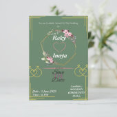Faire invitation de mariage vert clair (Debout devant)