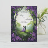 Faire invitation de mariage vert et violet (Debout devant)