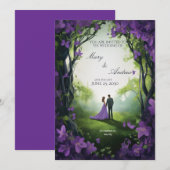 Faire invitation de mariage vert et violet (Devant / Derrière)