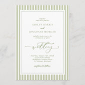 Faire invitation de mariage vert olive (Devant)