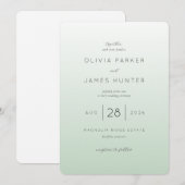 Faire invitation de mariage vert pastel (Devant / Derrière)