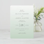 Faire invitation de mariage vert pastel (Debout devant)