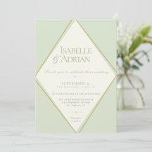 Faire invitation de mariage vert sauge géométrique
