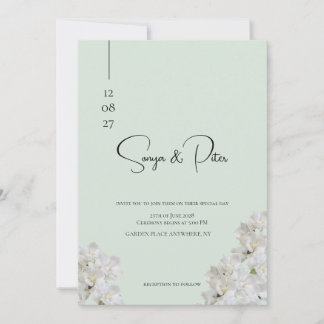 Faire invitation de mariage vert sauge romantique