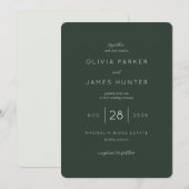 Faire invitation de mariage verte élégante (Devant / Derrière)