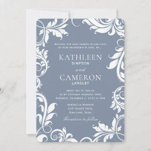 Faire invitation de mariage Vignes (Bleu poussié
