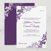 Faire invitation de mariage Vignes - prune / viole (Devant / Derrière)