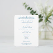 Faire invitation de mariage vintage bleu Régence (Debout devant)