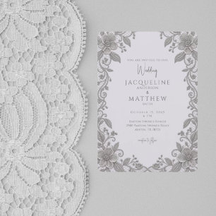 Faire invitation de mariage vintage lavande et den