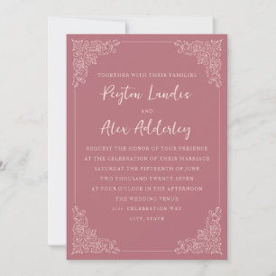 Faire invitation de mariage vintage mauve rose