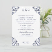 Faire invitation de mariage vintage | Navy 2 (Debout devant)