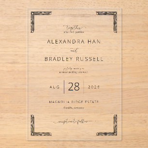 Faire invitation de mariage vintage noir
