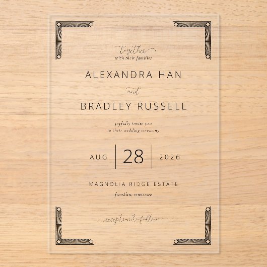 Faire invitation de mariage vintage noir (Recto)