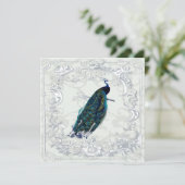 Faire invitation de mariage vintage Paon (Debout devant)