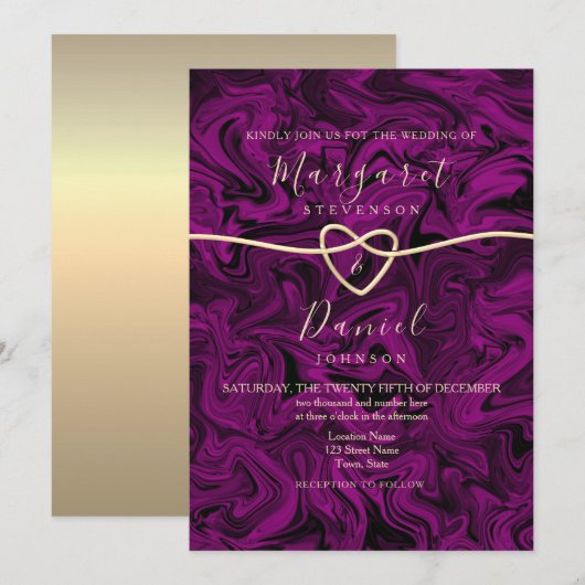 Faire Invitation de Mariage Violet (Devant / Derrière)