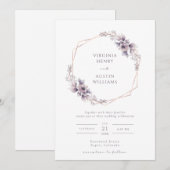Faire invitation de mariage violet (Devant / Derrière)