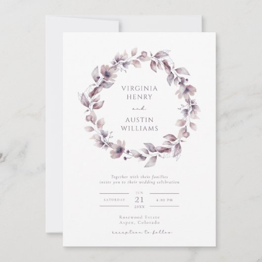 Faire invitation de mariage violet élégant (Devant)